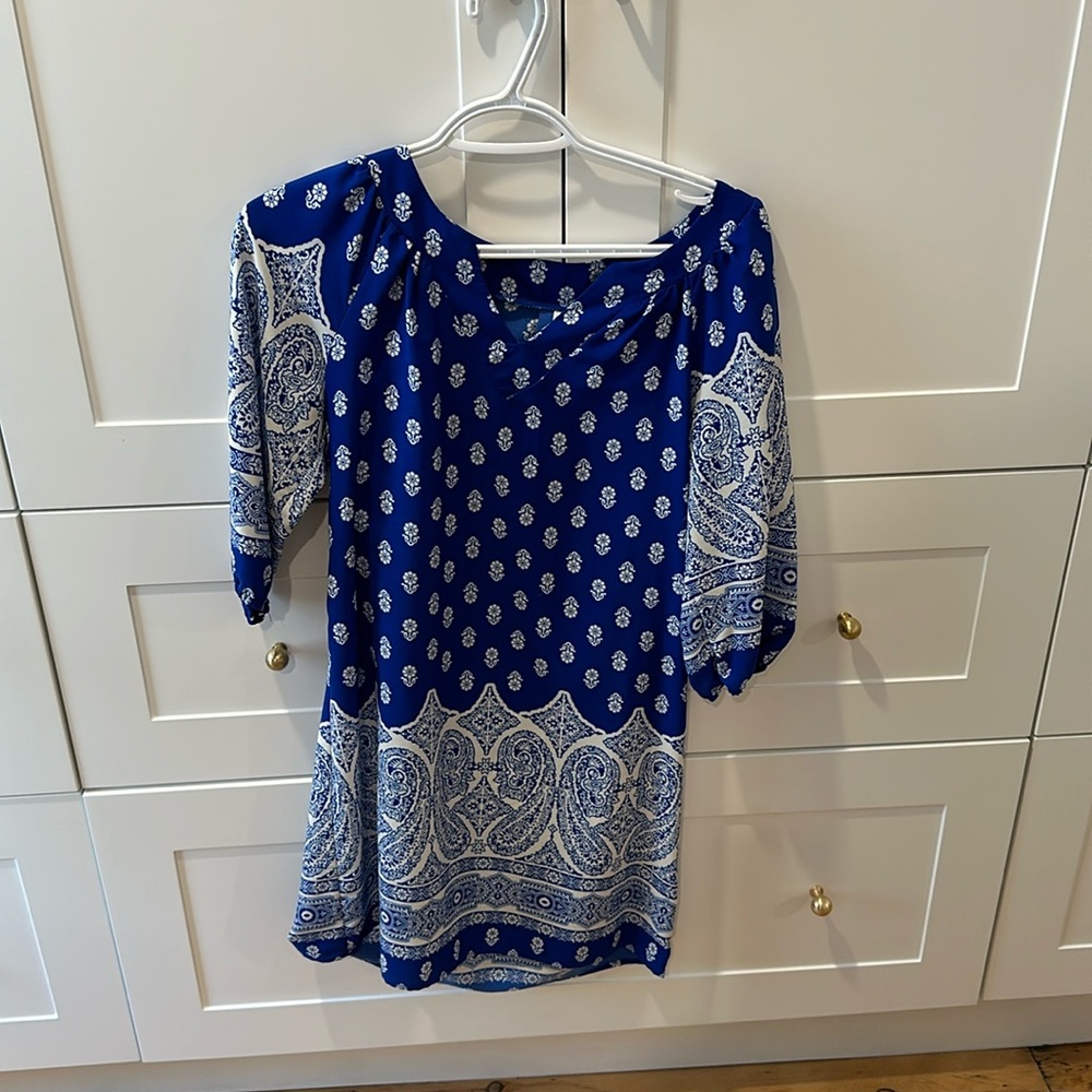 Blue and White Moroccan / Paisley dress